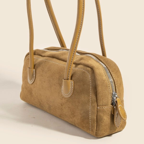 Faux Suede Mini Baguette Bag