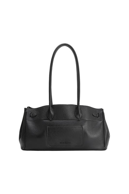 MB Black Recycled Vegan Leather Shoulder Bag