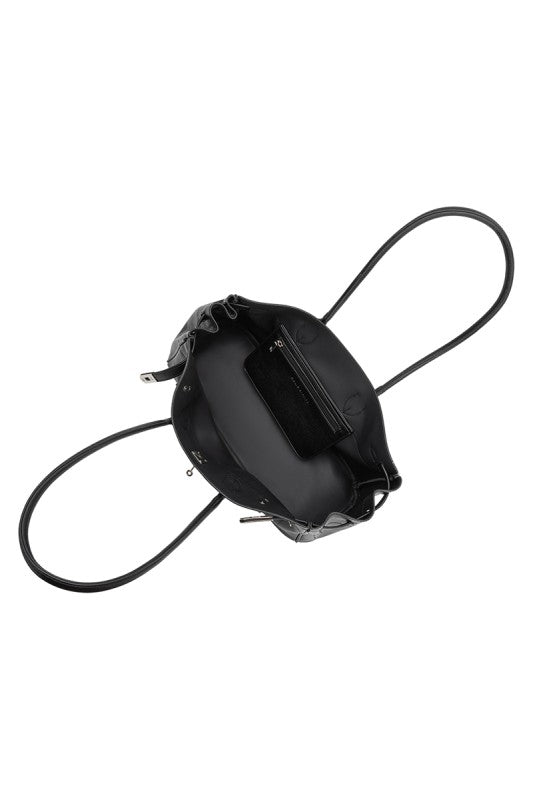 MB Black Recycled Vegan Leather Shoulder Bag