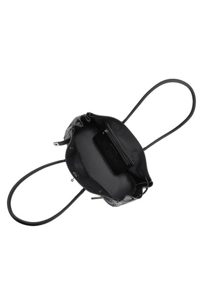 MB Black Recycled Vegan Leather Shoulder Bag