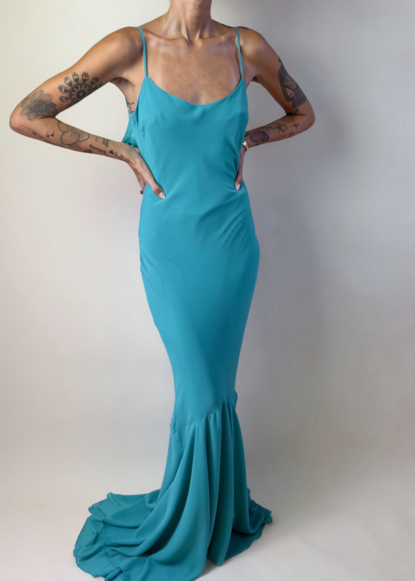 Teal Ruffle Maxi Dress