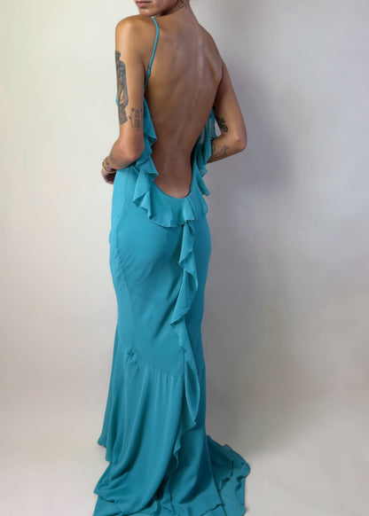 Teal Ruffle Maxi Dress